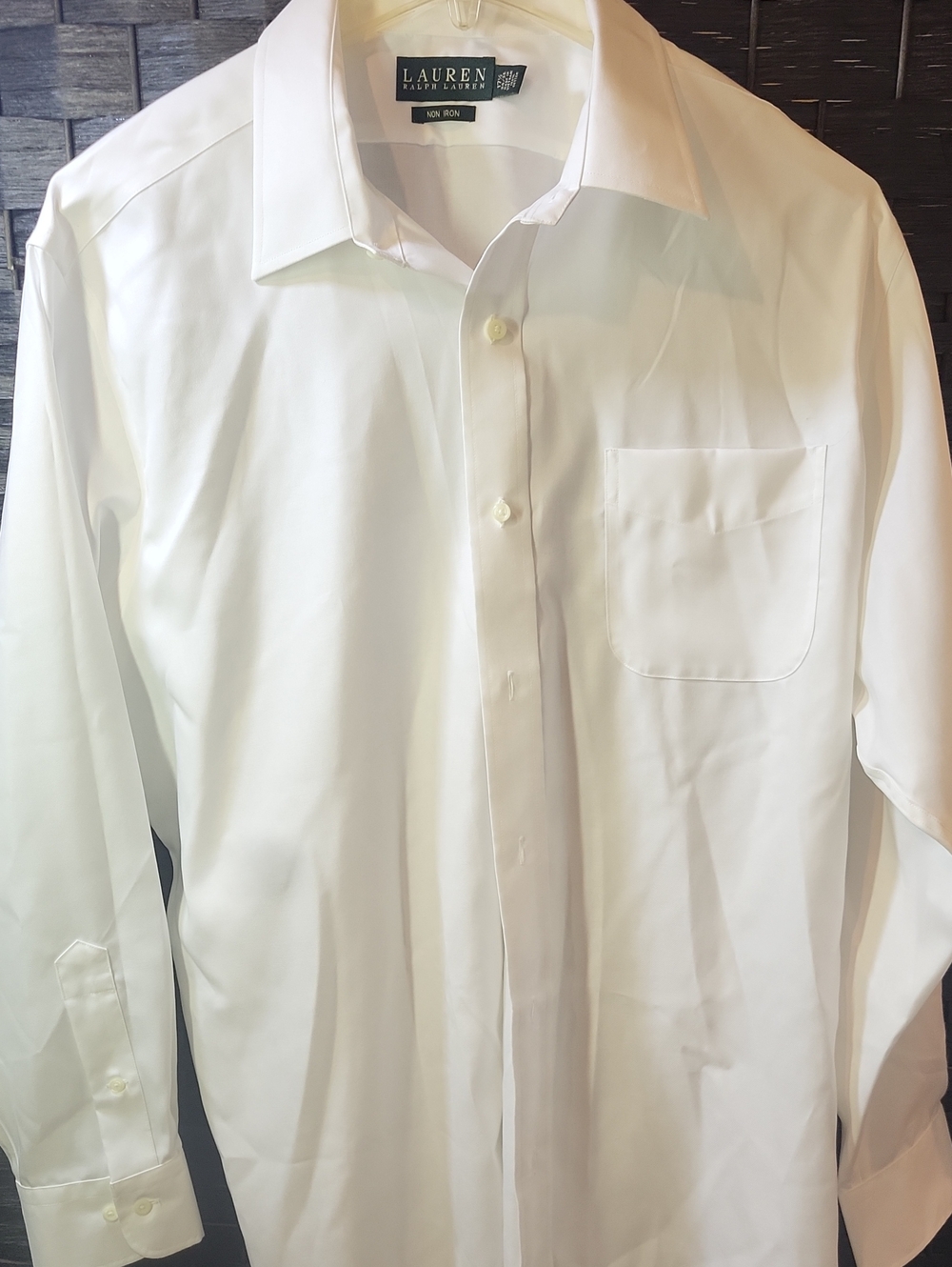 Lauren Ralph Lauren White Long-Sleeve Dress Shirt with Chest Pocket